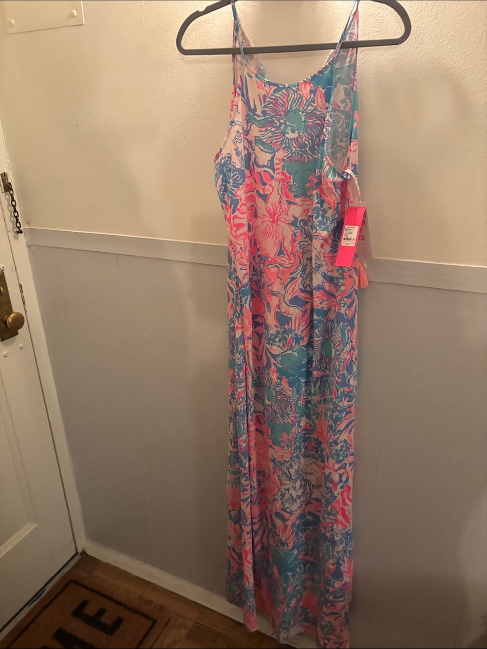 Lilly Pulitzer Pink & Teal Floral Margot Maxi Dress in Blue Peri